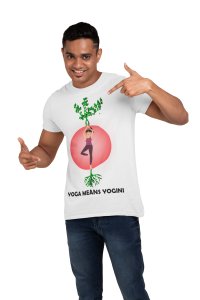 Yoga mean yogini - White - Comfortable Yoga T-shirts for Yoga Printed Men's T-shirts White