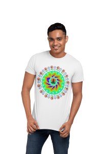 Yoga energy chakra - White - Comfortable Yoga T-shirts for Yoga Printed Men's T-shirts (Small, White)