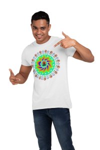 Yoga energy chakra - White - Comfortable Yoga T-shirts for Yoga Printed Men's T-shirts (Small, White)