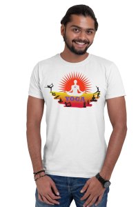 Yoga Positions - White - Comfortable Yoga T-shirts for Yoga Printed Men's T-shirts (Small, White)
