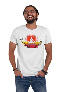 Yoga Positions - White - Comfortable Yoga T-shirts for Yoga Printed Men's T-shirts (Small, White)