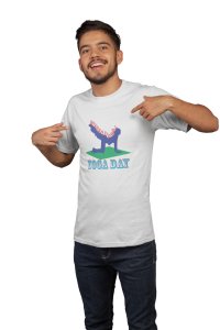 International Yoga Day text - White - Comfortable Yoga T-shirts for Yoga Printed Men's T-shirts White