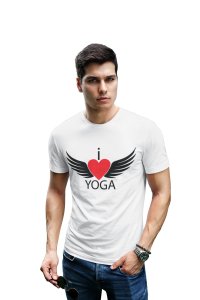 I love yoga with wings - White - Comfortable Yoga T-shirts for Yoga Printed Men's T-shirts White