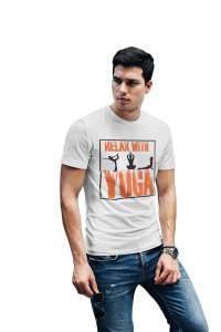 Relax with yoga - White - Comfortable Yoga T-shirts for Yoga Printed Men's T-shirts White