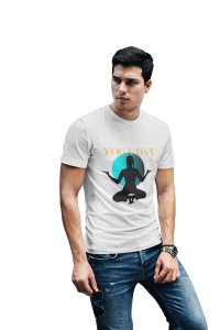 Yoga day lady meditating - White - Comfortable Yoga T-shirts for Yoga Printed Men's T-shirts White