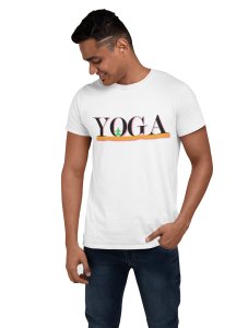 Yoga Text -White - Comfortable Yoga T-shirts for Yoga Printed Men's T-shirts White