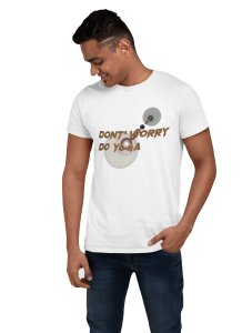 Don't worry do yoga - White - Comfortable Yoga T-shirts for Yoga Printed Men's T-shirts