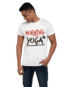 Morning Yoga Red and Black - White - Comfortable Yoga T-shirts for Yoga Printed Men's T-shirts White