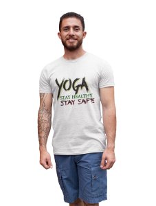 Yoga Stay healthy Stay safe - White - Comfortable Yoga T-shirts for Yoga Printed Men's T-shirts White