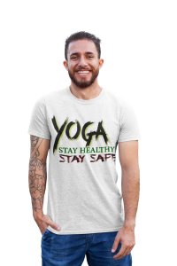 Yoga Stay healthy Stay safe - White - Comfortable Yoga T-shirts for Yoga Printed Men's T-shirts White