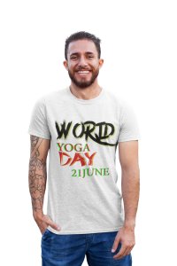 Yoga Day 21st June - White - Comfortable Yoga T-shirts for Yoga Printed Men's T-shirts White
