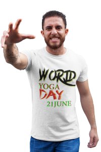 Yoga Day 21st June - White - Comfortable Yoga T-shirts for Yoga Printed Men's T-shirts White