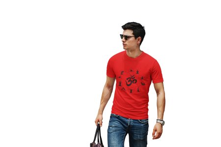 Om - Red - Comfortable Yoga T-shirts for Yoga Printed Men's T-shirts Red