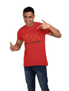 Yoga Reach your balance - Red - Comfortable Yoga T-shirts for Yoga Printed Men's T-shirts (Large, Red)