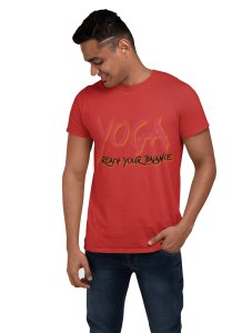 Yoga Reach your balance - Red - Comfortable Yoga T-shirts for Yoga Printed Men's T-shirts (Large, Red)