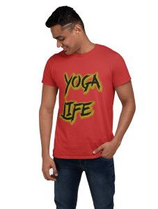 Yoga Life - Red - Comfortable Yoga T-shirts for Yoga Printed Men's T-shirts (Medium, Red)