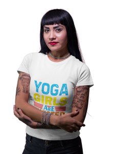 Yoga Girls Are Twisted Text -White-Clothes for Yoga Lovers - Suitable For Regular Yoga Going People - Foremost Gifting Material for Your Friends