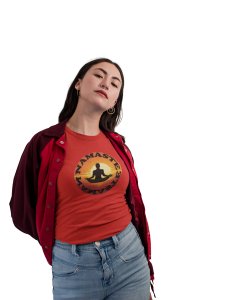 Namaste Text In Black-Red-Clothes for Yoga Lovers - Suitable For Regular Yoga Going People - Foremost Gifting Material for Your Friends