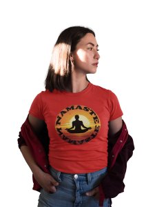 Namaste Text In Black-Red-Clothes for Yoga Lovers - Suitable For Regular Yoga Going People - Foremost Gifting Material for Your Friends