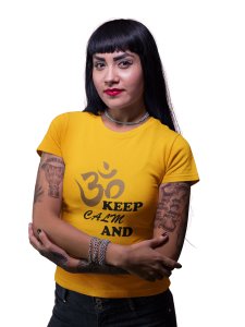 Keep Calm And Say Om-Yellow-Clothes for Yoga Lovers- Red - Suitable For Regular Yoga Going People - Foremost Gifting Material for Your Friends