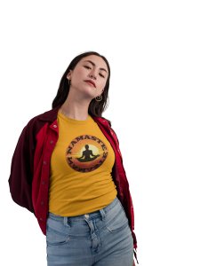 Namaste Text In Black-Yellow-Clothes for Yoga Lovers- Red - Suitable For Regular Yoga Going People - Foremost Gifting Material for Your Friends