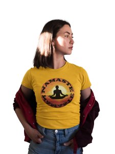 Namaste Text In Black-Yellow-Clothes for Yoga Lovers- Red - Suitable For Regular Yoga Going People - Foremost Gifting Material for Your Friends