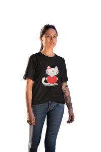 Cute Kitty BlackPrinted T-Shirts