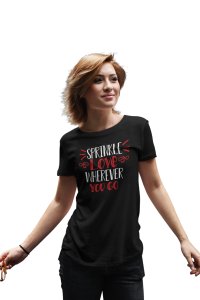 Sprinkle Love Where Ever You Go Black-Printed T-Shirts