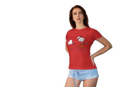 Girl Holding Love Balloons Red-Printed T-Shirts