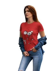 Cute Couple Holding Hands- Cute Little Hearts Romantic Red-Printed T-Shirts
