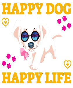 Happy dog happy life - printed stylish Black cotton tshirt- tshirts for men