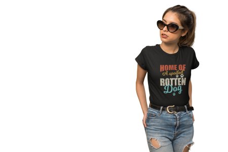 Home Of A Spoiled Rotten Dog- Black-printed cotton t-shirt - comfortable, stylish
