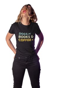 Dogs books coffee -Black -printed cotton t-shirt - comfortable, stylish