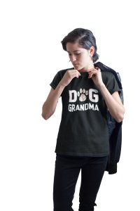 Dog grandma -Black-printed cotton t-shirt - comfortable, stylish