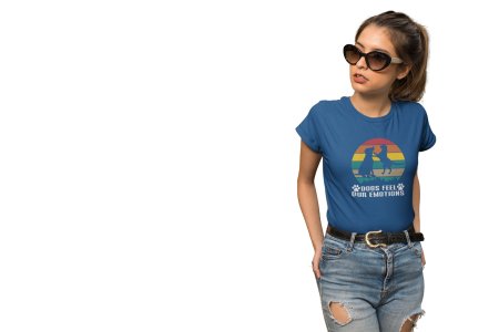 Dogs feel our emotions -Blue-printed cotton t-shirt - comfortable, stylish