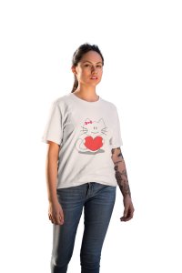 Cute Kitty WhitePrinted T-Shirts