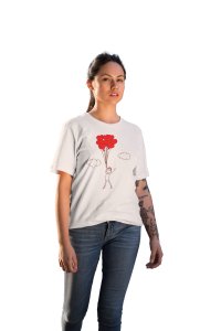 Boy Holding Love Balloons White -Printed T-Shirts