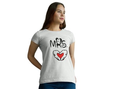 Mrs. Hearts Printed Comfy Tees for Her White- Printed T-Shirts