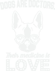 Dogs are doctors, their medicine is love - printed stylish Black cotton tshirt- tshirts for men