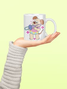 Cute Puppy Illustration  - pets themed printed ceramic white coffee and tea mugs/ cups for pets lover people