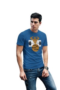 Go To The Gym, (BG Muscle Man Brown), Round Neck Gym Tshirt (Blue Tshirt) - Clothes for Gym Lovers - Suitable for Gym Going Person - Foremost Gifting Material for Your Friends and Close Ones