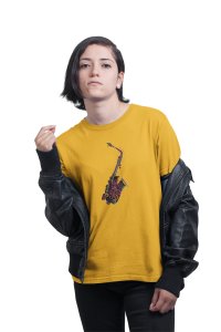 Sexaphone - Yellow - Women's - printed T-shirt - comfortable round neck Cotton