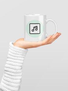 Slanted beamed- music themed printed ceramic white coffee and tea mugs/ cups for music lovers