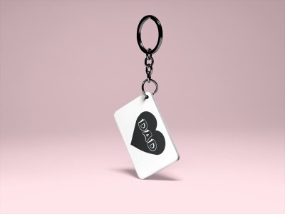 Dad text in heart - Printed Keychain