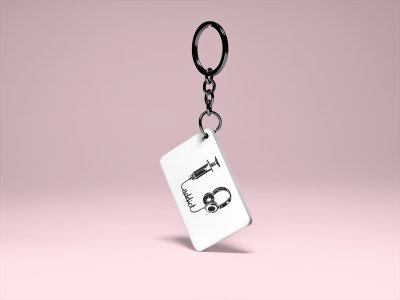 Music addicted -White -Designable Musicllnstrument Keychain ( Combo Set Of 2)