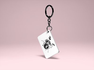 Drum Set -White -Designable Musicllnstrument Keychain ( Combo Set Of 2)