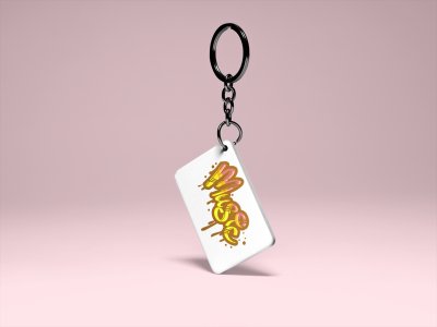 Music ( Yellow text ) -White -Designable Musicllnstrument Keychain ( Combo Set Of 2)