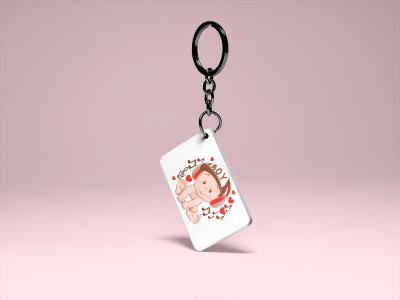 Baby With Headphone -White -Designable Musicllnstrument Keychain ( Combo Set Of 2)