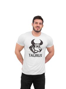 Taurus (BG Black) (White T) - Printed Zodiac Sign Tshirts - Made especially for astrology lovers people
