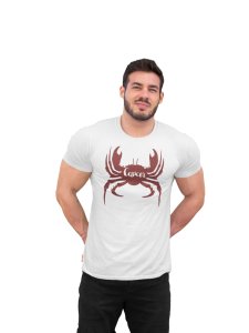 Cancer (BG Brown) (White T) - Printed Zodiac Sign Tshirts - Made especially for astrology lovers people